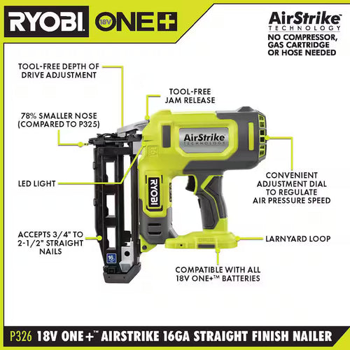 18V Cordless 16-Gauge Finish Nailer G972