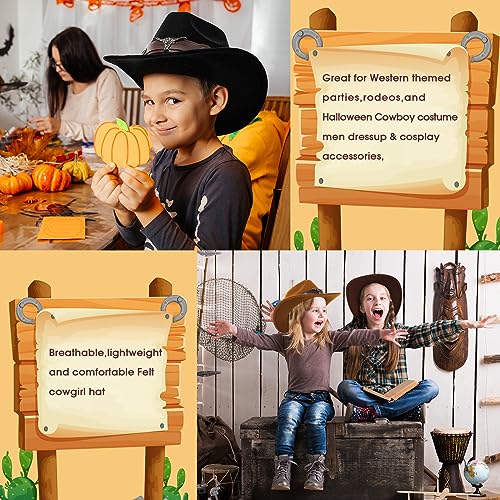 4 Pcs Felt Wide Brim Cowboy Hat N6085