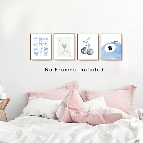 Pink Coquette Preppy Wall Art Prints Set of 4 A1435
