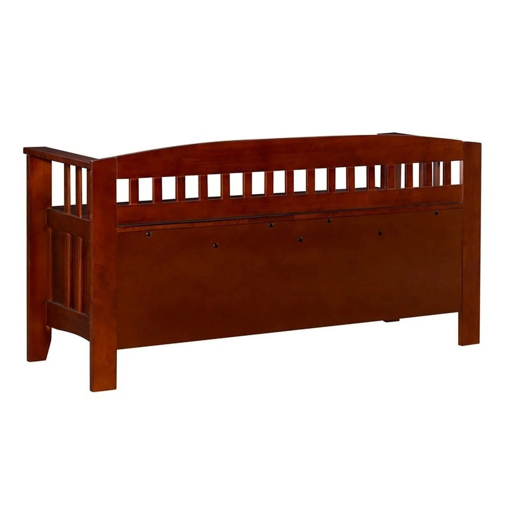17" Split Seat Wood Storage Bench in Walnut Brown O935455