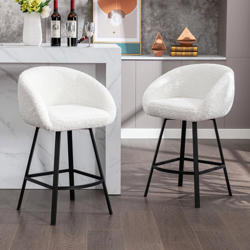 25.6" Sherpa Barrel Swivel Bar Stools Set of 2 S8925