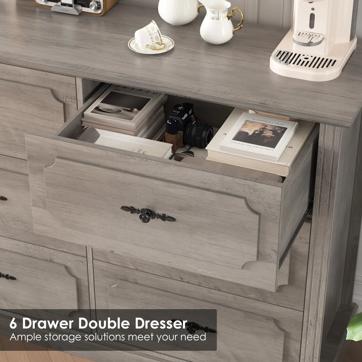 White 6 Drawer Wood Dresser L59840