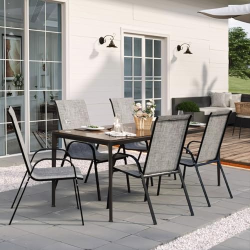 Grey Set of 4 Stackable Patio Dining Chairs S79536