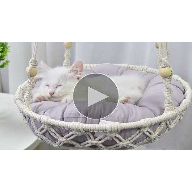 Macrame Hammock Cat Swing with Hanging Kit I8086