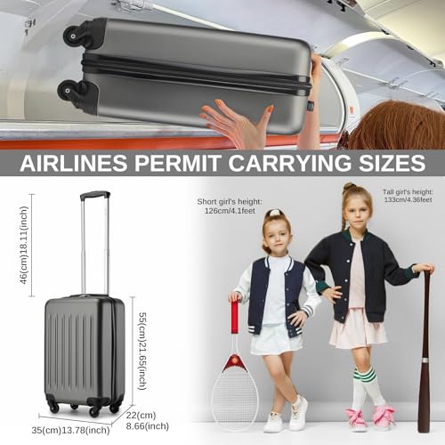 20-Inch Black Hardside Carry-on Suitcase with Spinner Wheels A328732