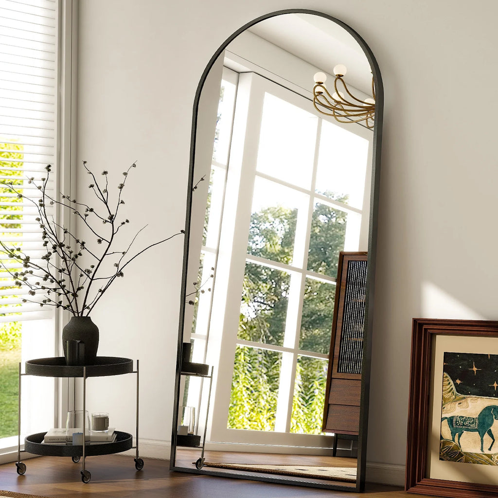 31x71 Black Arched Full Length Floor Mirror G185