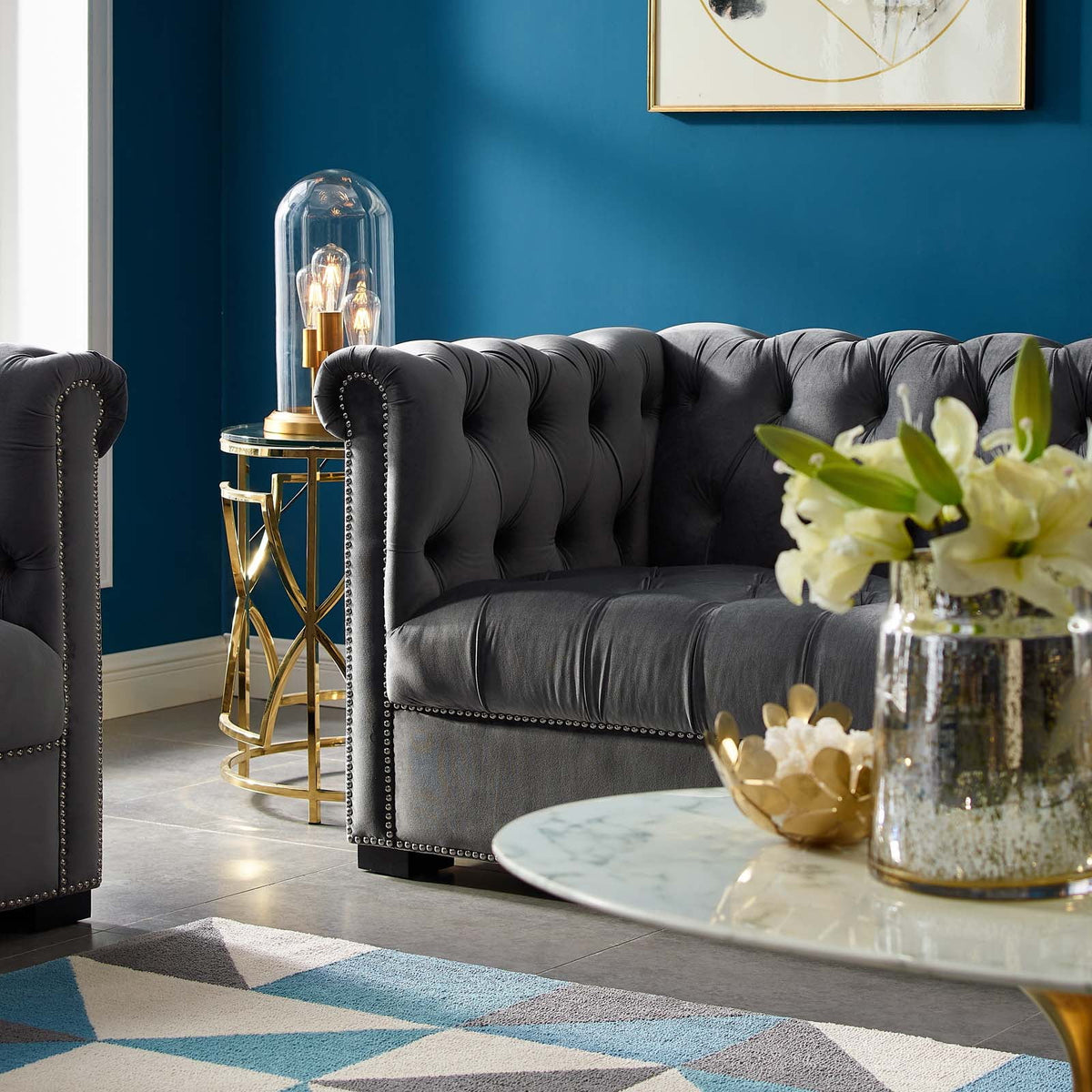 Gray Velvet Sofa H6742