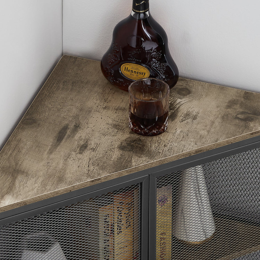 Set of 2 Gray Corner Shelf with Door I841