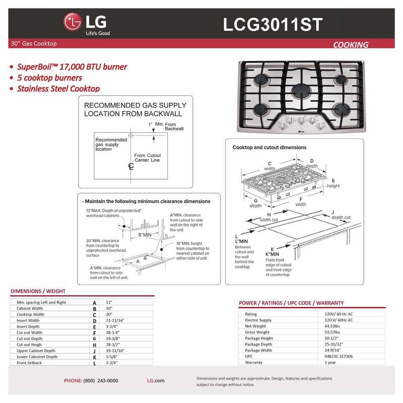 30 in. 5 Burner Stainless Steel Gas Cooktop F21036