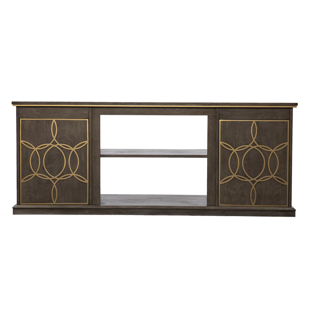 Brown and Gold Media Console with Storage M4847