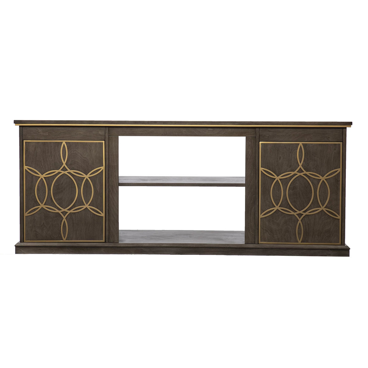 Brown and Gold Media Console with Storage M4847