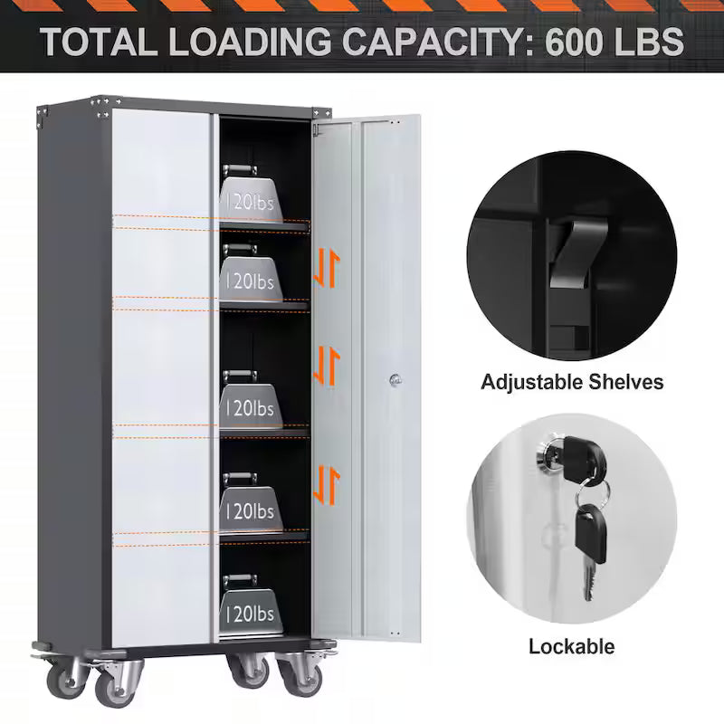 Metal Rolling Tool Storage Cabinet in Black and Grey K28196