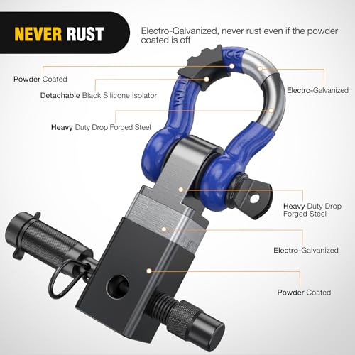 2 Inch Shackle Hitch Receiver with D Ring Shackle and Hitch Pin Y7681