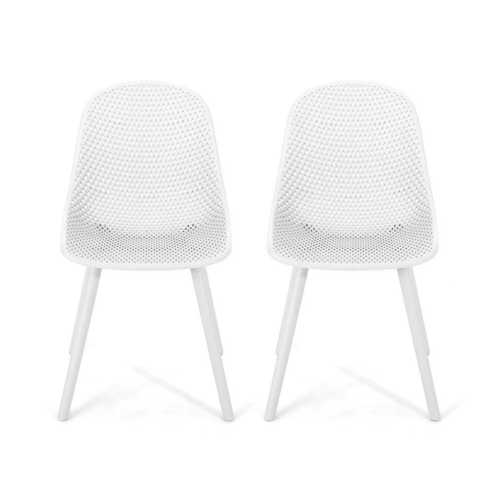 White Plastic Outdoor Dining Chair 2-Pack C86358