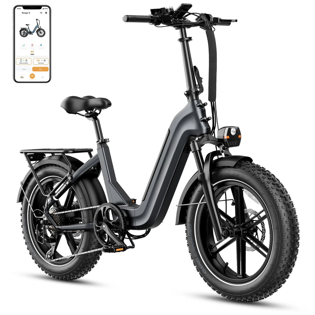 Folding Electric Bike with 48V 14.4AH Removable Battery, 20 x 4.0 Fat Tire Step-thru R6440