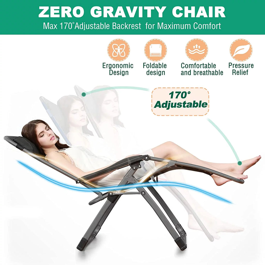 2 Pack Zero Gravity Chair with Removable Pillow and Cup Holder O671