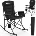 Folding Rocking Chair with Cup Holder & Side Pocket, Black M961391