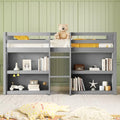 Twin Over Twin Solid Wood Bunk Bed with Trundle and Storage Stairway I323095