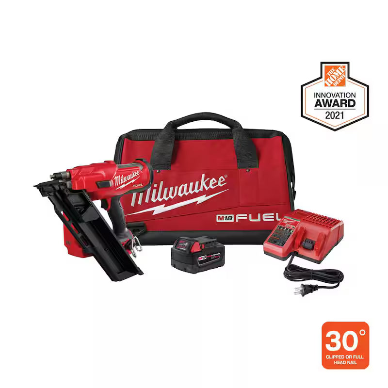 18-Volt Lithium-Ion Brushless Cordless Framing Nailer Kit with Battery Charger J89782