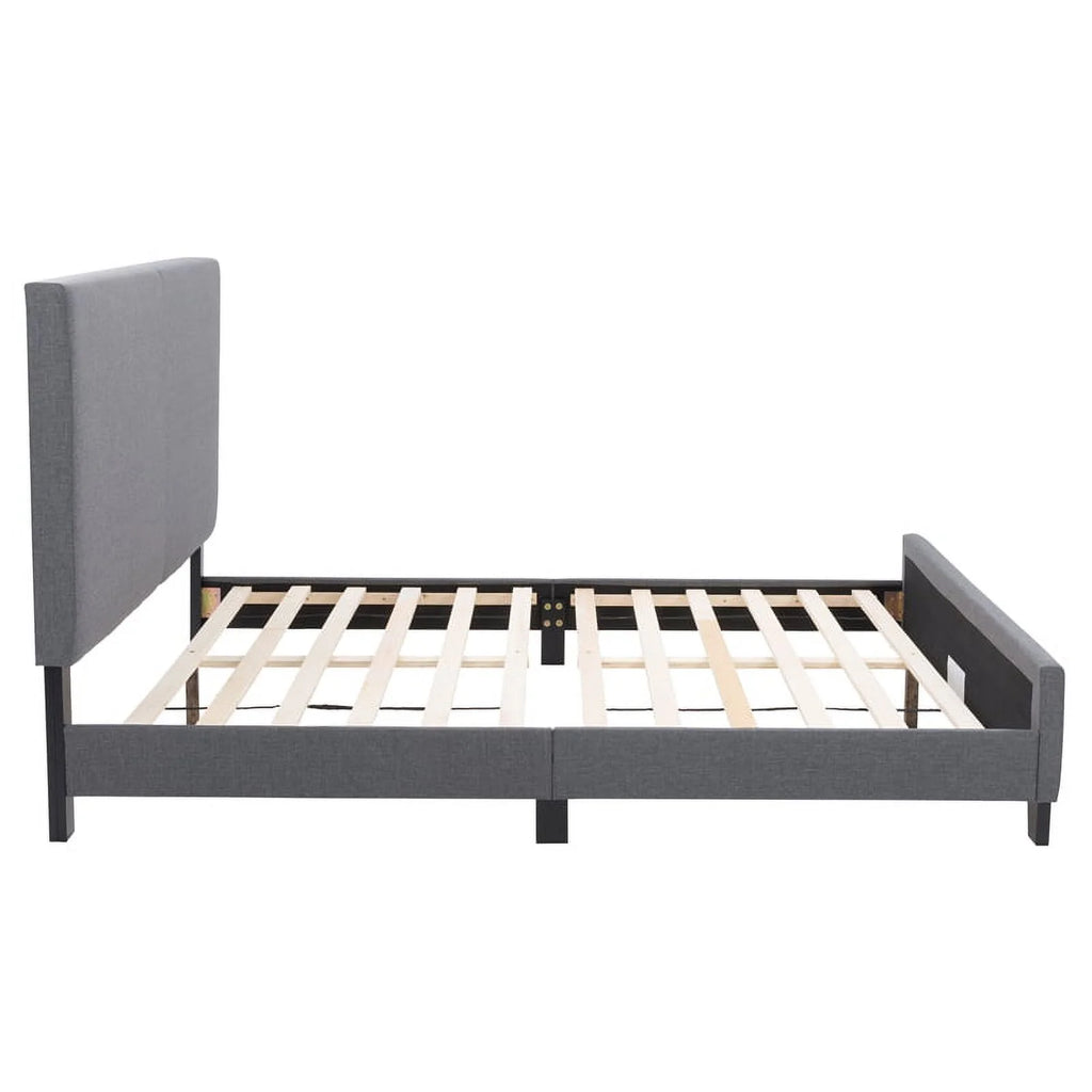 Upholstered Engineered Wood Queen Bed in Gray I88387