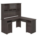 L-Shape Computer Desk with Hutch in Gray R17374