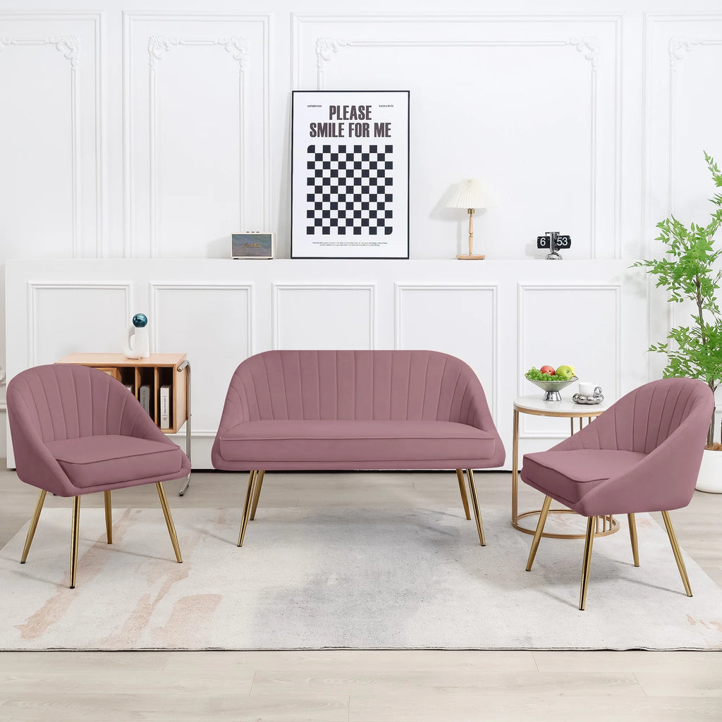 Velvet Loveseat and Accent Chair Set J871