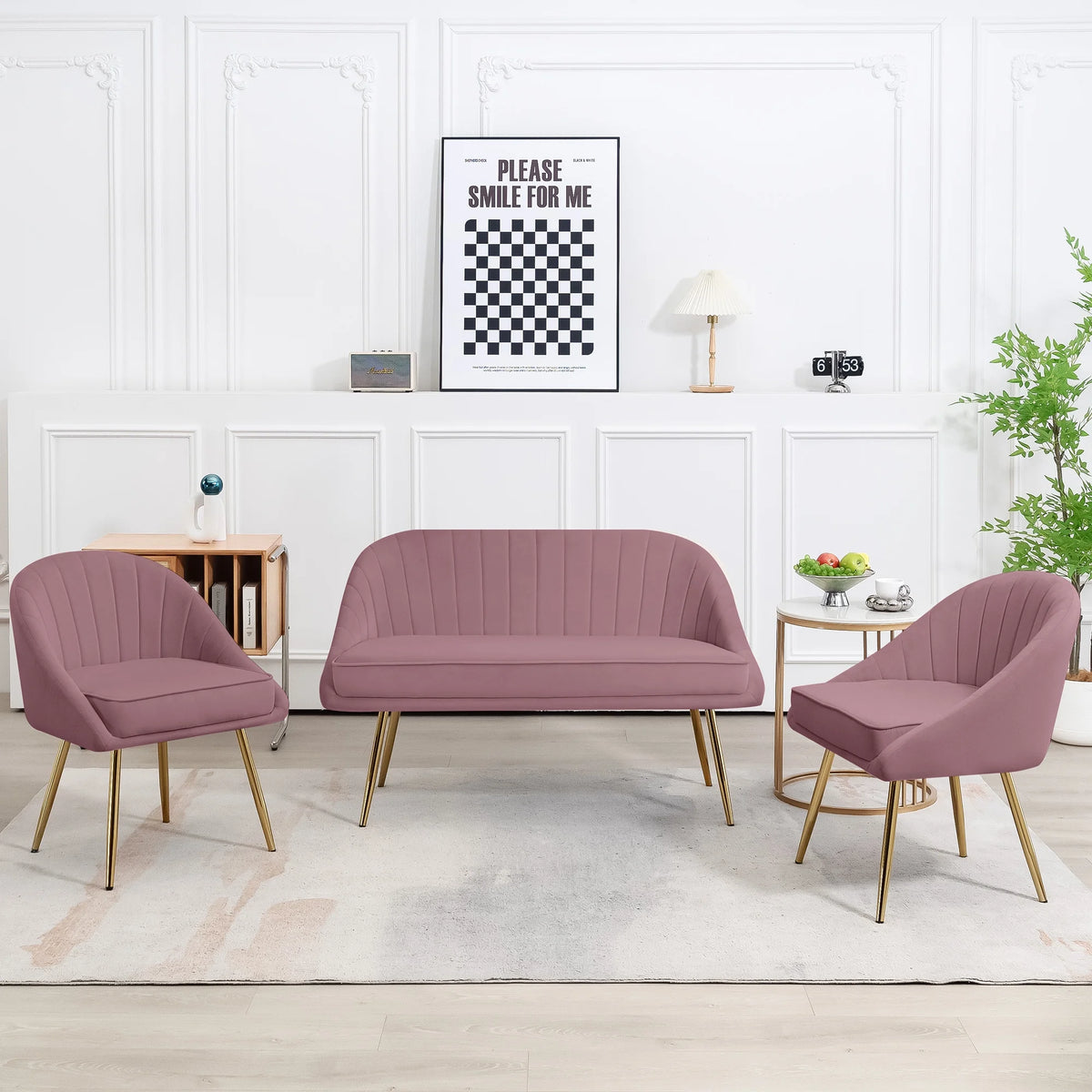 Velvet Loveseat and Accent Chair Set J871
