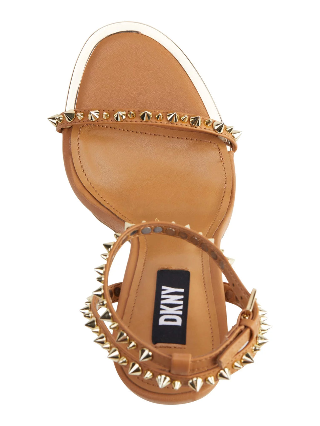 Beige Studded Leather Ankle Strap Heeled Sandal I7206