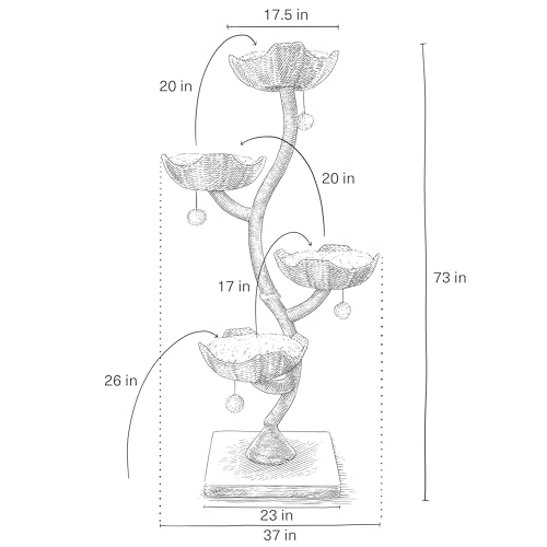 73" Tall Modern Cat Tree Scratching Tower E16140