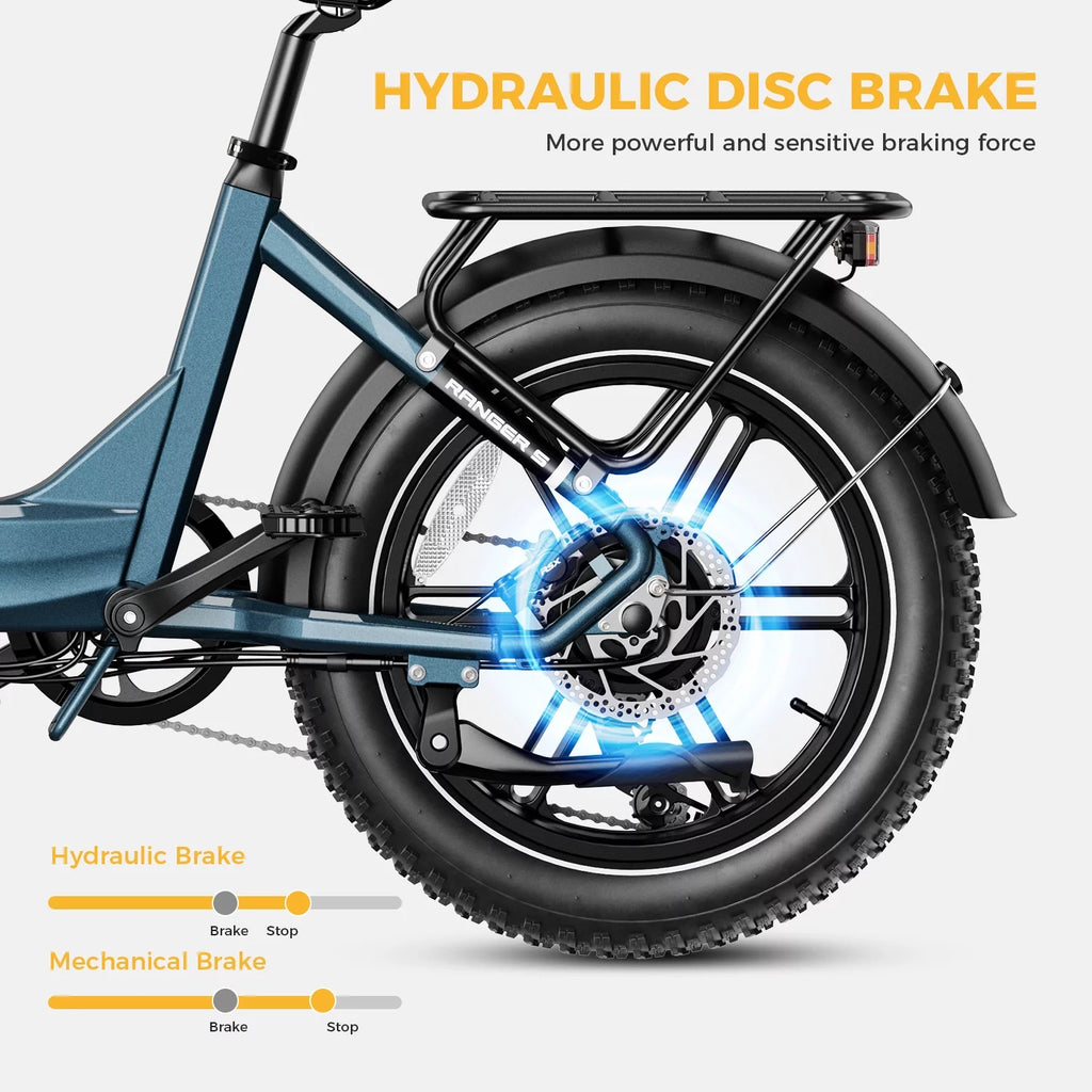 Folding Electric Bike with 48V 14.4AH Removable Battery, 20 x 4.0 Fat Tire Step-thru R6440