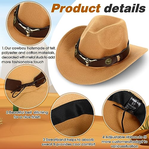 4 Pcs Felt Wide Brim Cowboy Hat N6085