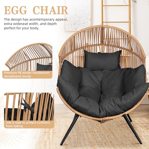 Oversized PE Rattan Wicker Egg Chair with Cushion O416