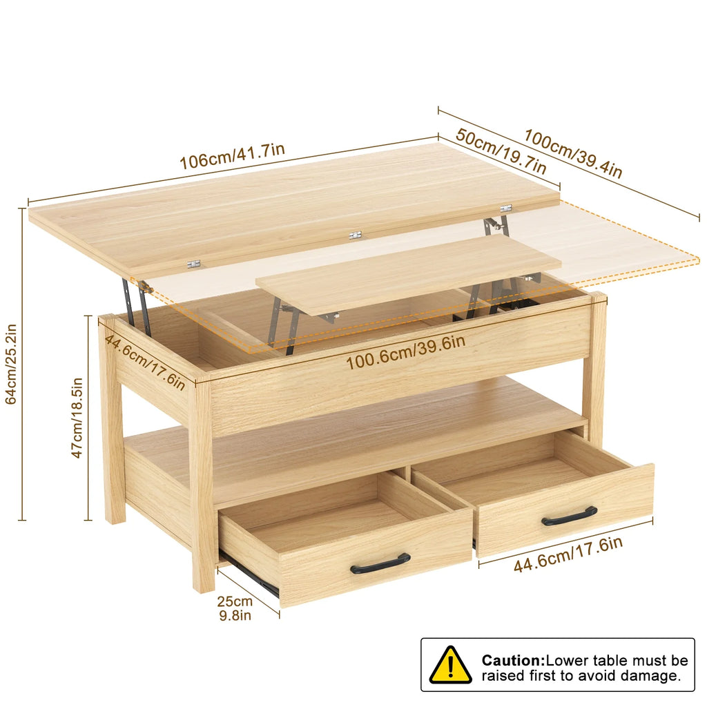Lift Top Coffee Table with 2 Storage Drawer M71536
