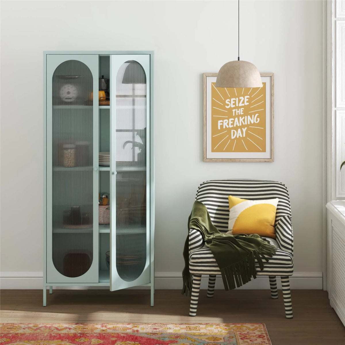 2-Door Accent Cabinet with Fluted Glass K954