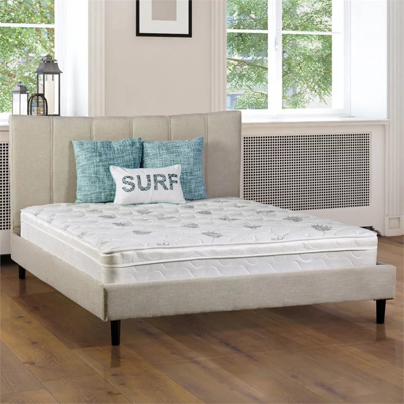 White 9-Inch Twin Euro Top Fabric Mattress I8693
