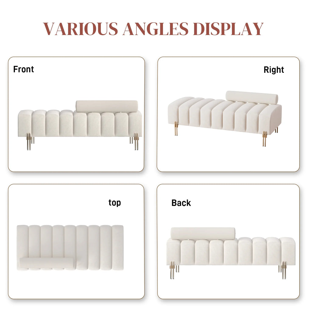 52" Velvet Upholstered Bench with Golden Metal Legs L250465