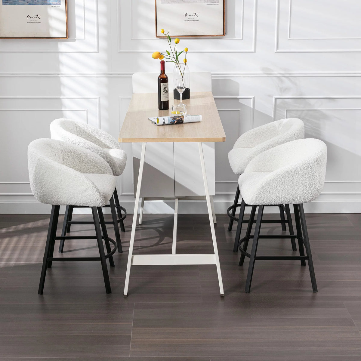 25.6" Sherpa Barrel Swivel Bar Stools Set of 2 S8925