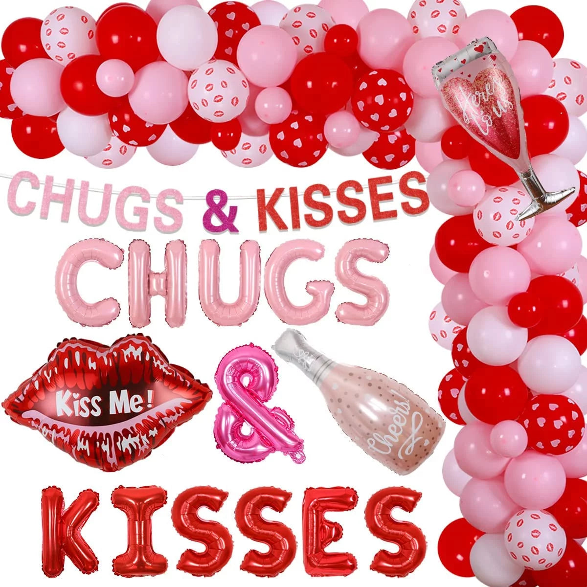 Pink Red White Balloon Garland Decoration Z214697