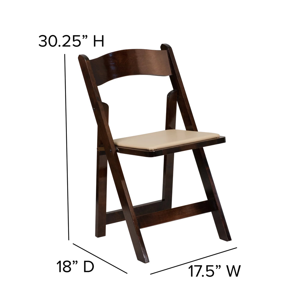 2 Pack Wood Folding Chair with Vinyl Padded Seat A75700