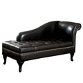 Black Faux Leather Tufted Storage Chaise Lounge T4330
