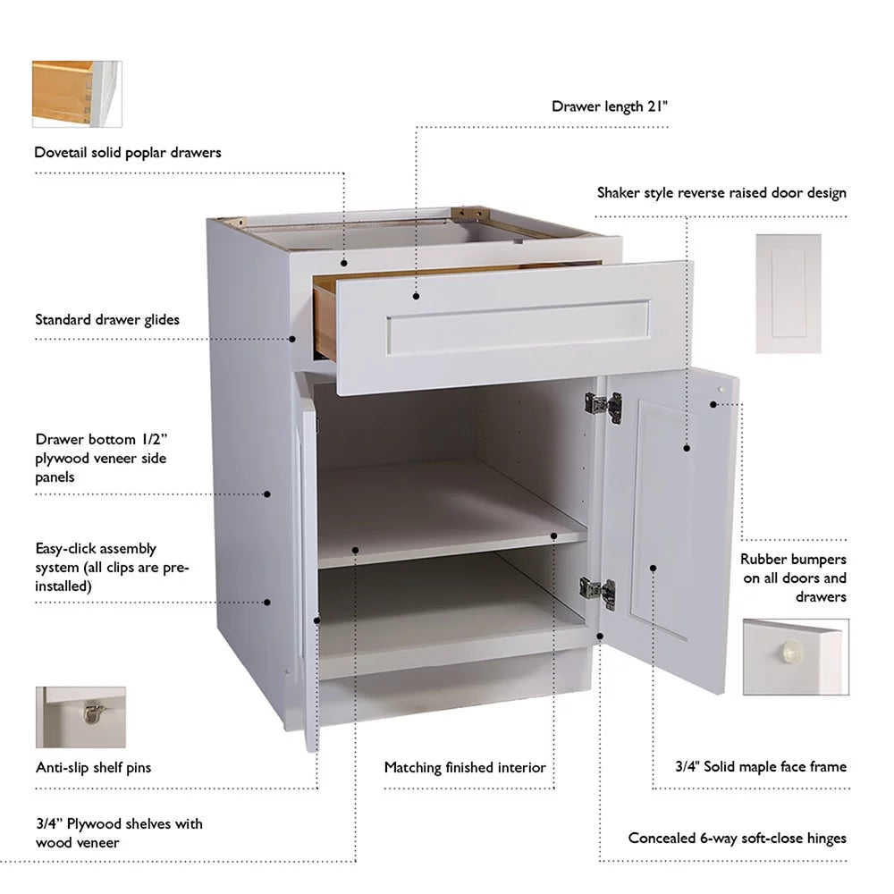 White Shaker Style Wall Kitchen Cabinet 33x36x12 X477393