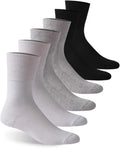 Non-Binding Seamless Toe Moisture Wicking Cotton Crew Socks, 6 Pairs I183676