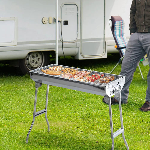 28" Stainless Steel Portable Folding Charcoal BBQ Grill Set K3481