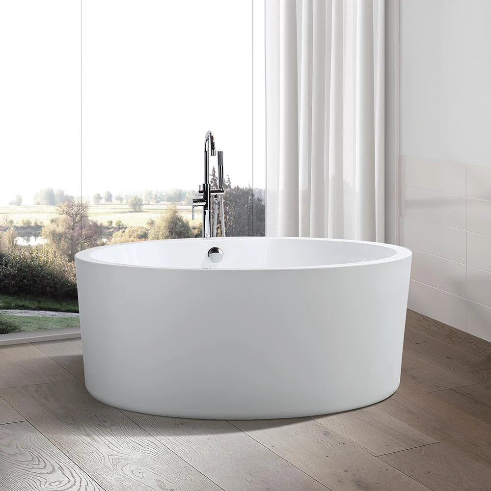 59 in. Acrylic Flatbottom Freestanding Bathtub in White J772