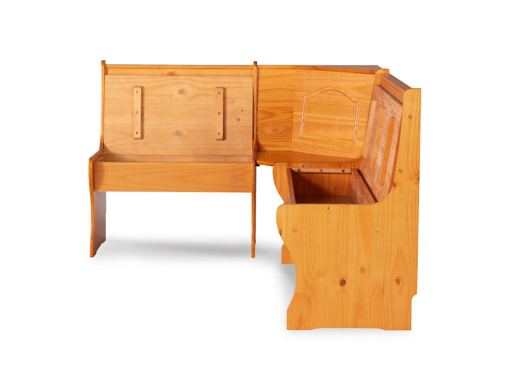 Corner Dining Nook with Storage, Seats 4, Natural Honey Finish Q133