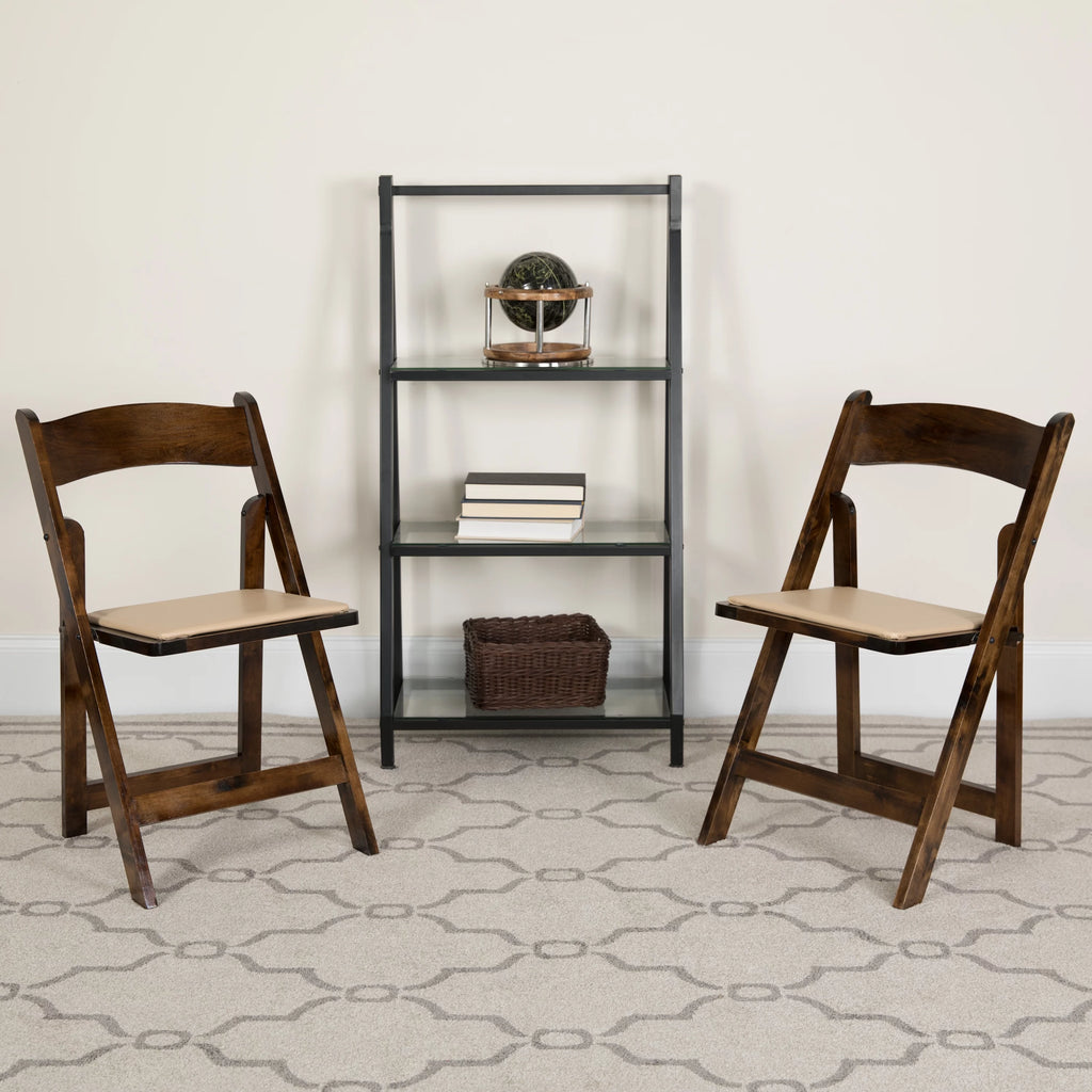 2 Pack Wood Folding Chair with Vinyl Padded Seat A75700