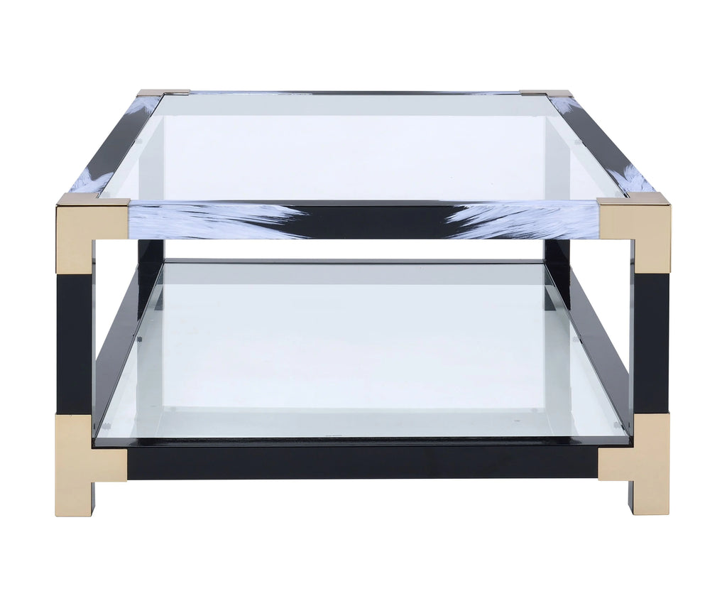 White Brushed Clear Glass Coffee Table V323104