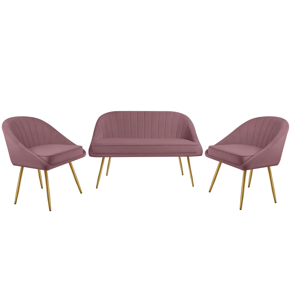 Velvet Loveseat and Accent Chair Set J871