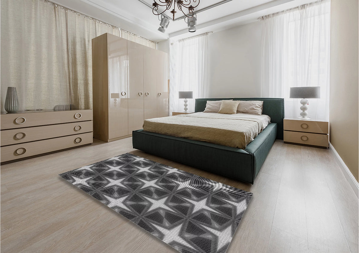 Dark Gray Black Patterned Area Rugs, 5' x 7' S745