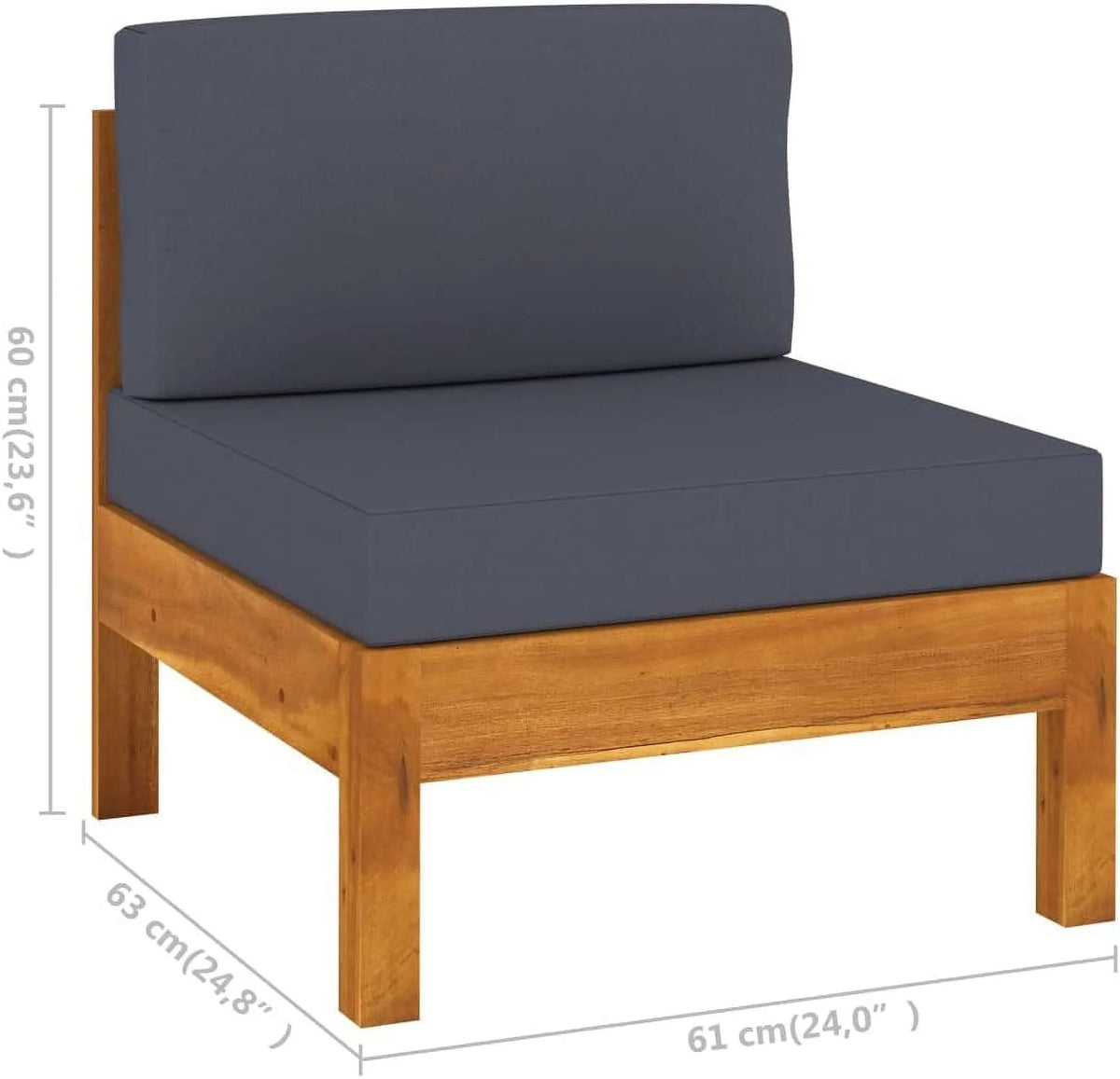 6 Piece Acacia Wood Patio Lounge Set with Dark Gray Cushions L922